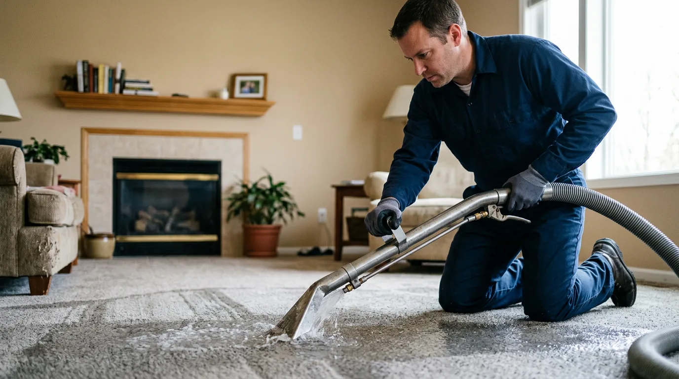 Water damage restoration technician working near Greenville, SC